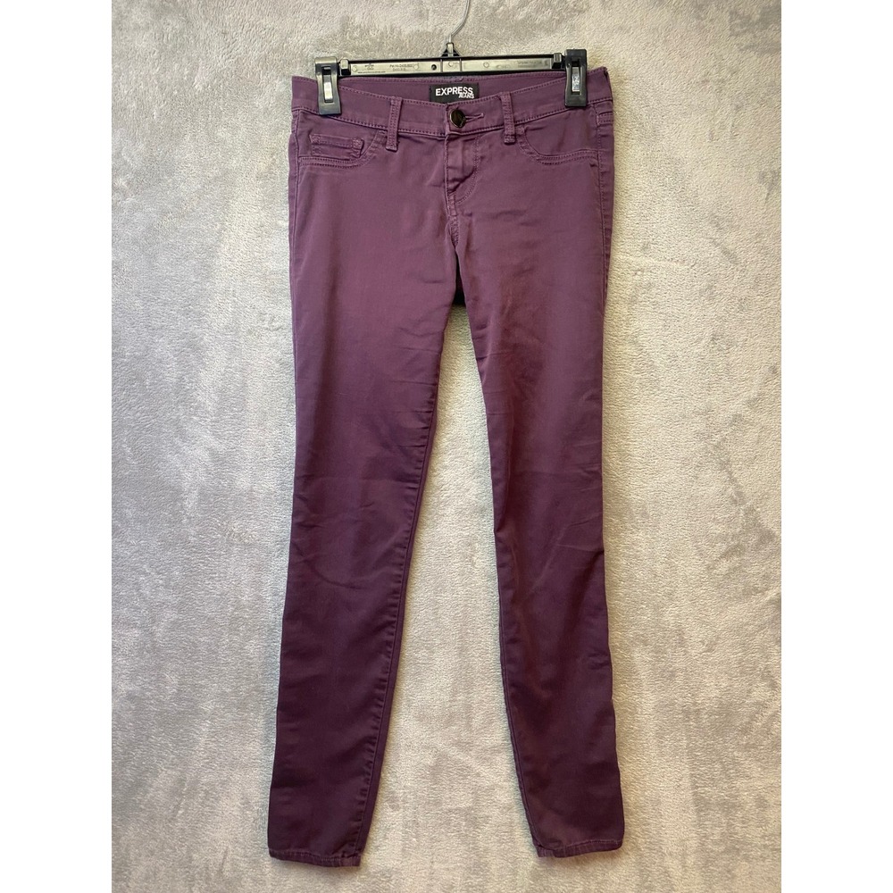 Express Jeans Women 0 Skinny Purple Solid Stretch Denim EUC